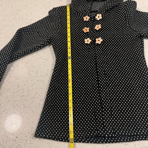 Handmade Pea Coat wWooden Flower Buttons Size XXS WMN12 Kids - Picture 8 of 9